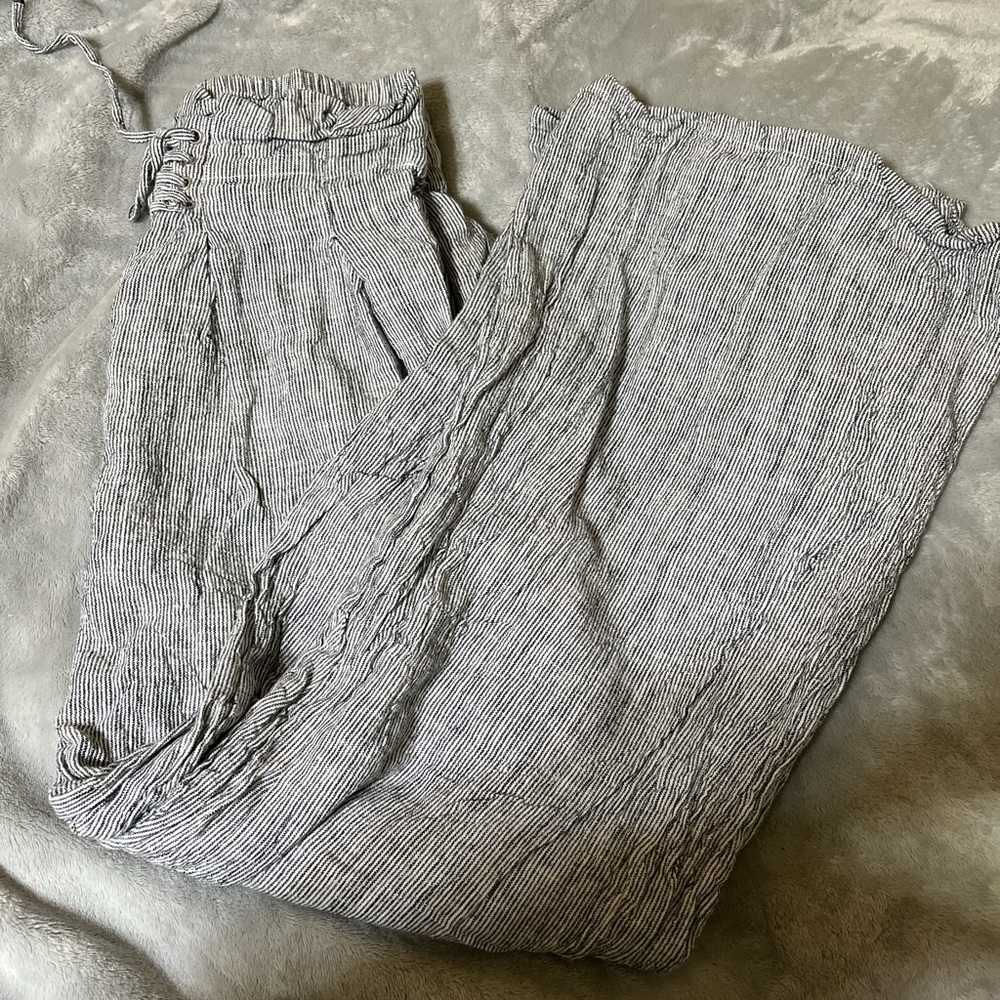 Striped Wide-Leg Pants